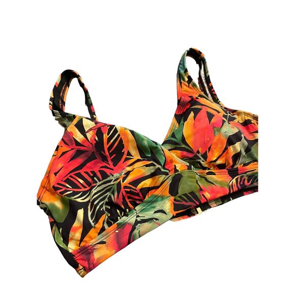 Lauren Ralph Lauren Surplice Underwire Swim Bikini Top Swimsuit Tropical Sz M/8 - Picture 7 of 7